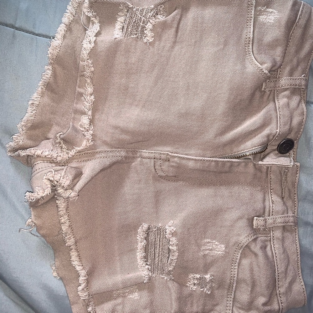 Tan denim shorts